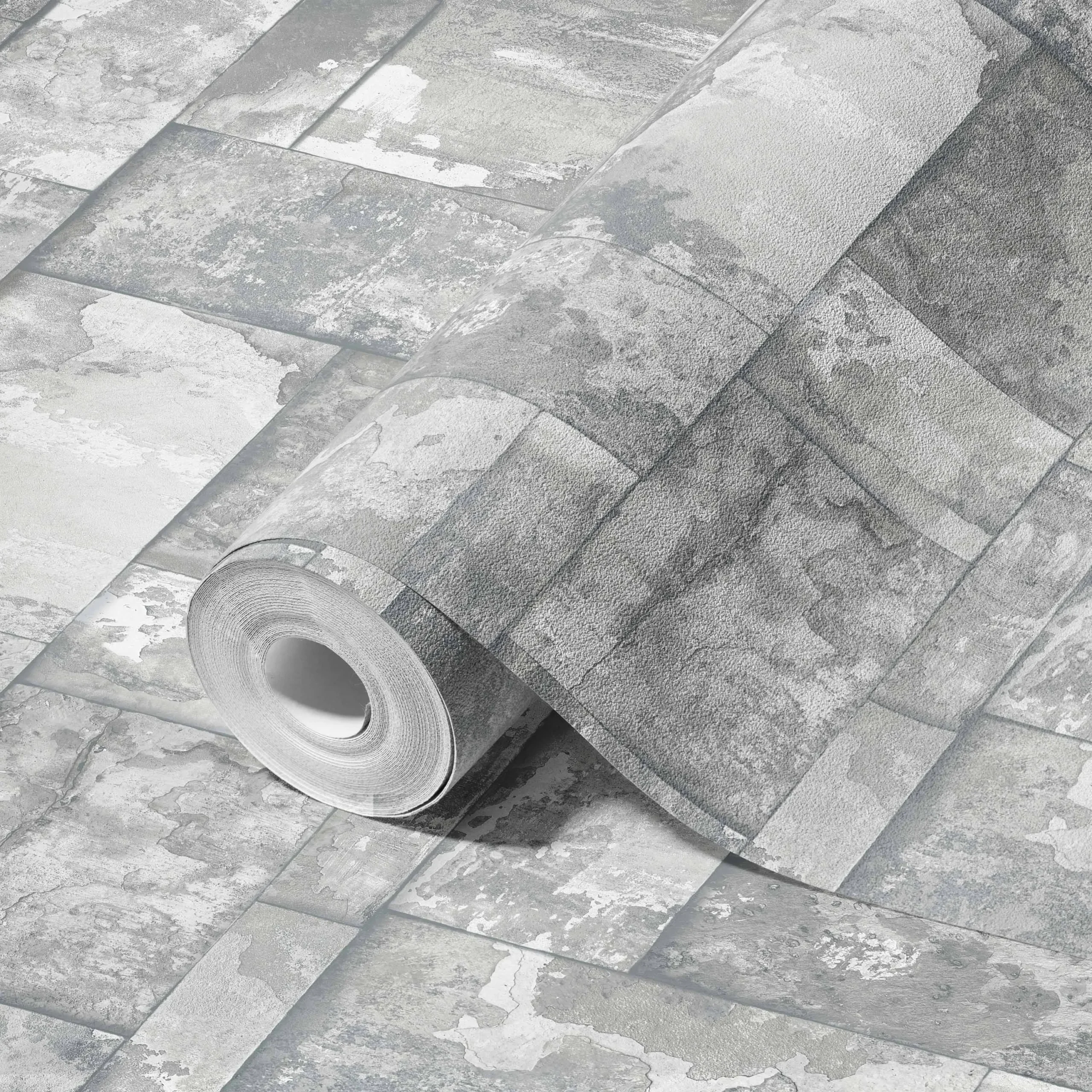 Gray Embossed Wallpaper – Industrial Textures (23106-1)